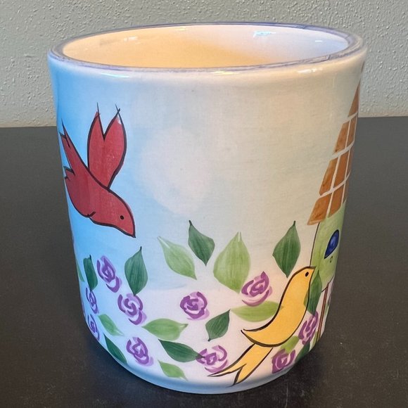 Mesa International Handcrafted Hand Painted Mug w/ Birds and Birdhouses - Picture 2 of 9